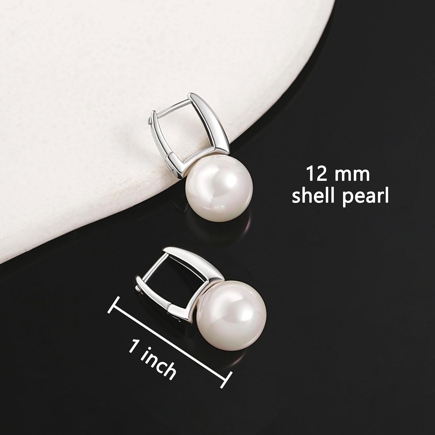 925 Sterling Silver Hoop Handpicked AAA+ Quality 7.5-8mm White Freshwater Cultured Pearl Dangle Drop Earrings Jewelry for Women - Image 4