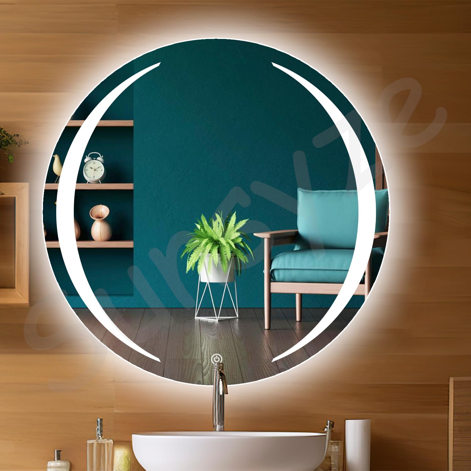 LED mirror with soft ambient lighting