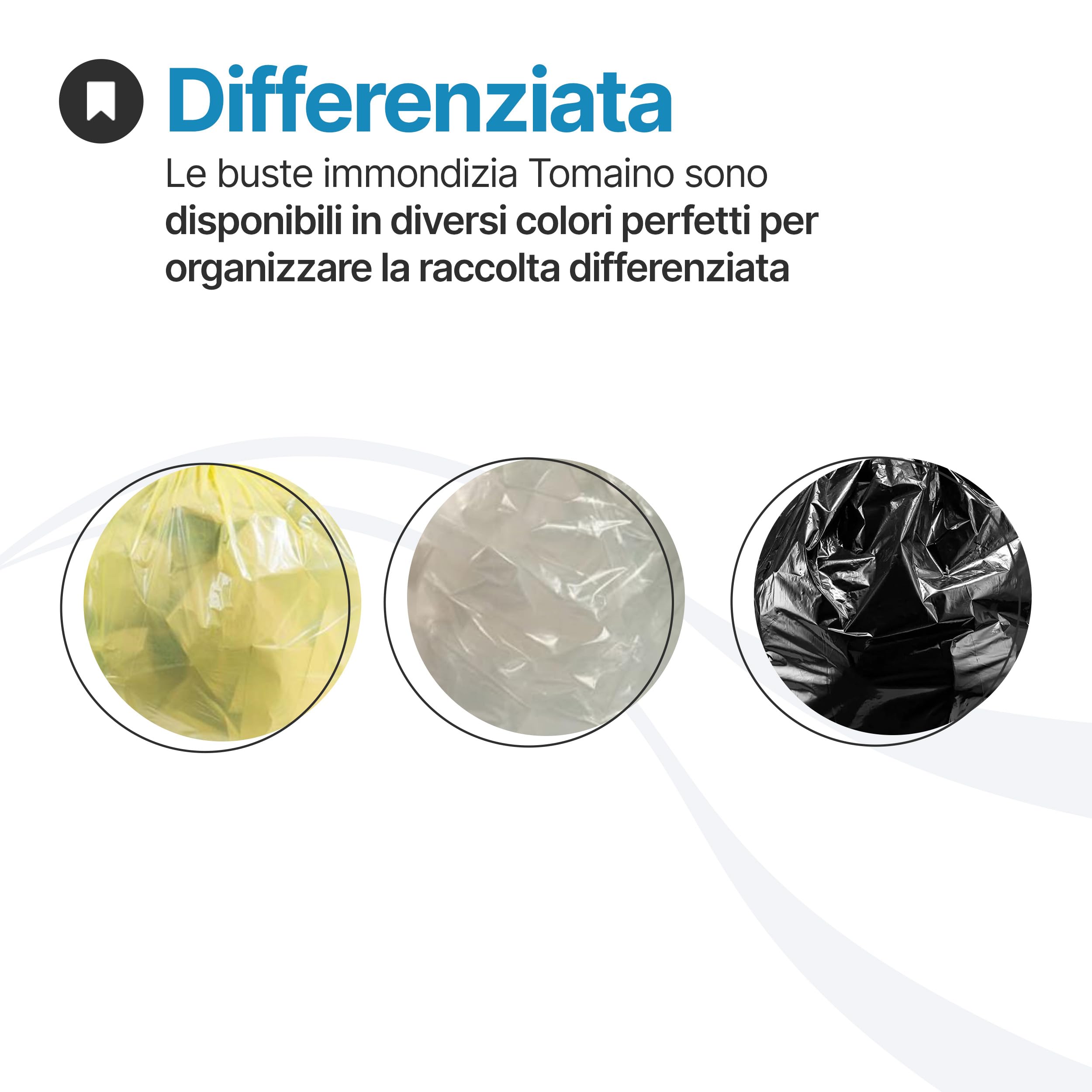 TOMAINO - Sacchi Spazzatura Grigio - Sacchetti Immondizia Confezione da 6 Rotoli - Sacchetti Spazzatura Resistenti Per La Raccolta Differenziata