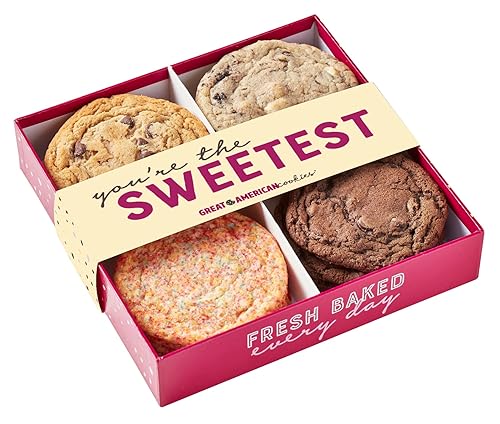 Great American Cookies Surtido de cajas de regalo "You're The Sweetest", 12 galletas recién horneadas y envueltas gourmet
