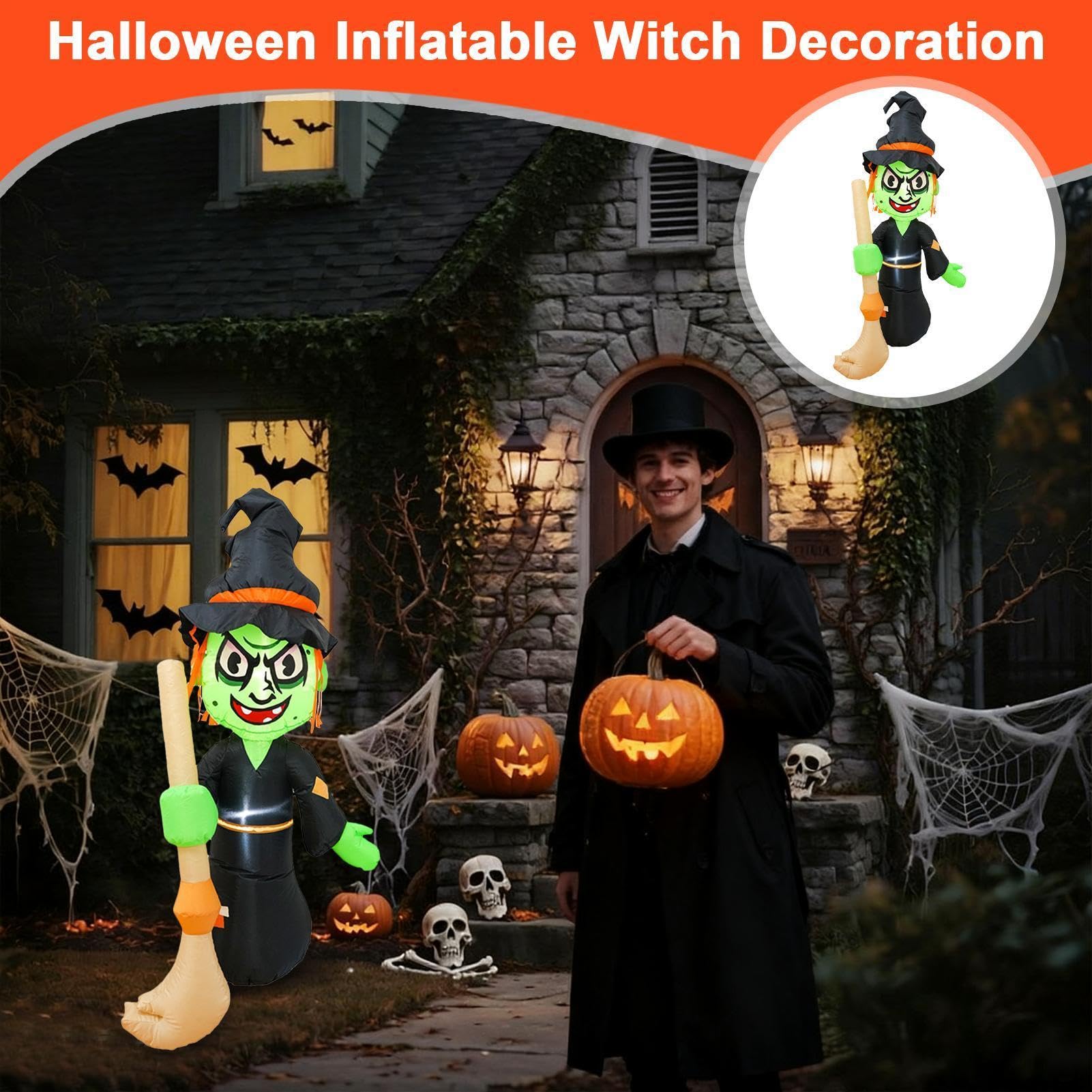 Nadmuchiwane dekoracje na zewnątrz na Halloween ze światłami LED