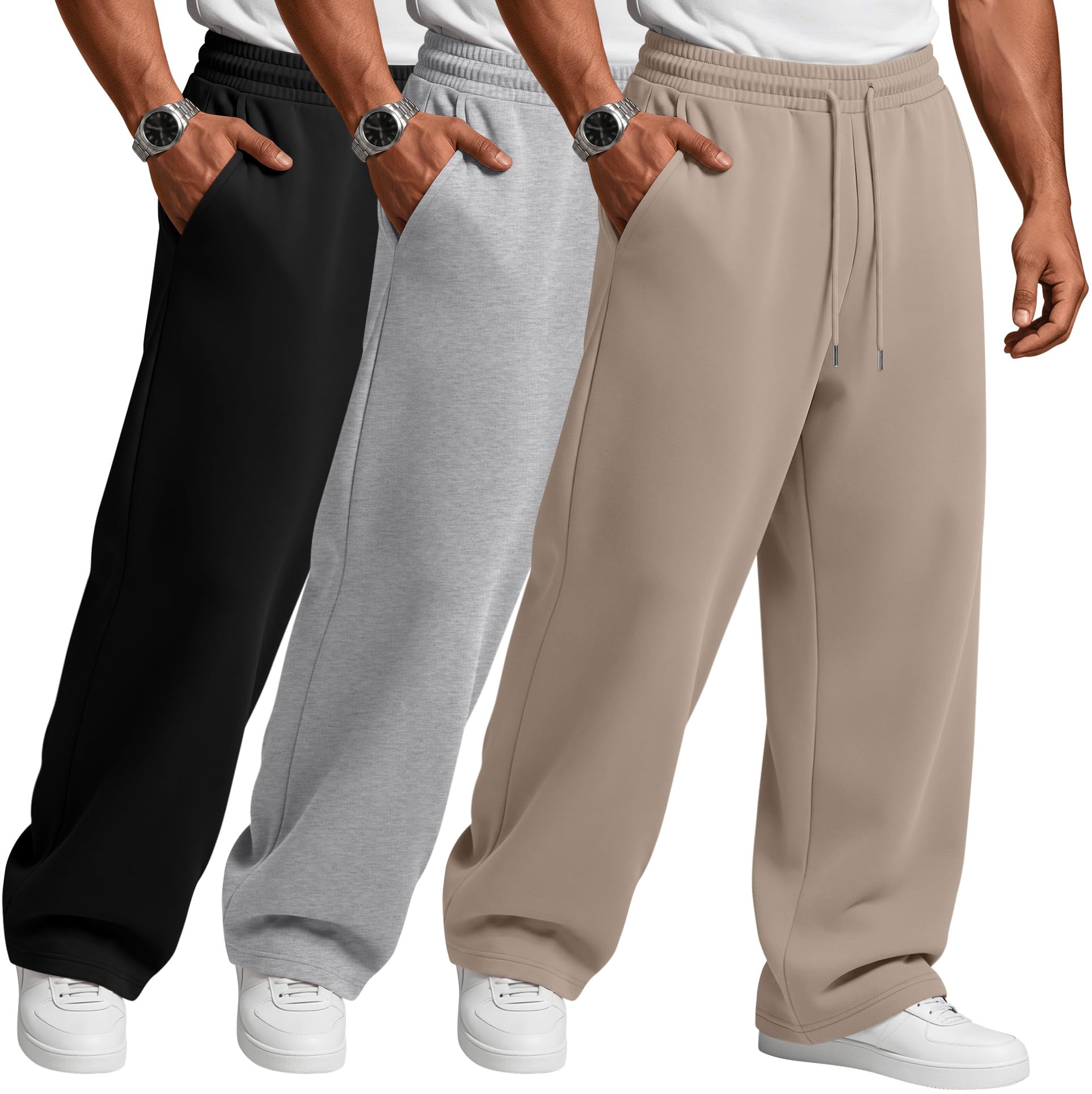 Amazon.com: Evervibe 3 Pack Men's Big and Tall Sweatpants Baggy