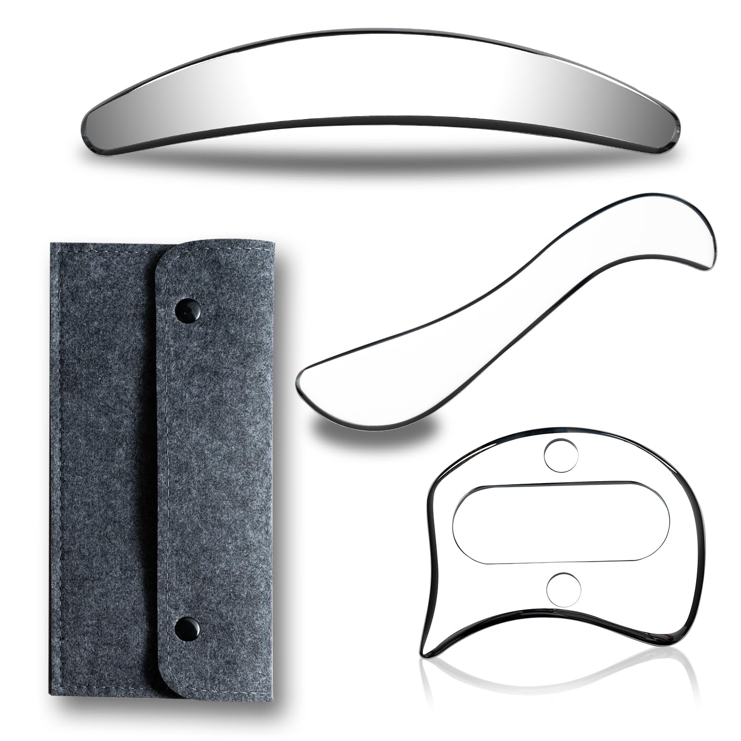 LondxinStainless Steel Gua Sha Scraping Massage Tool Set -Muscle Scraper Tool for Back,Leg, Arm, Neck, Shoulder and Whole Body Acupoints (3 Pieces)