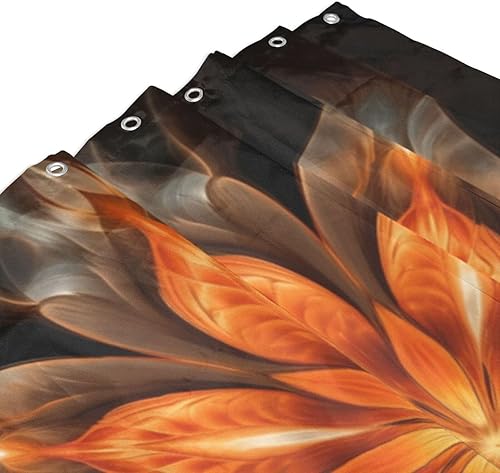 Miniatura 3 de YLATY2908 - Cortina de ducha de flores abstractas para baño, juego de cortina de ducha bohemia floral naranja, tela transparente, moderna,