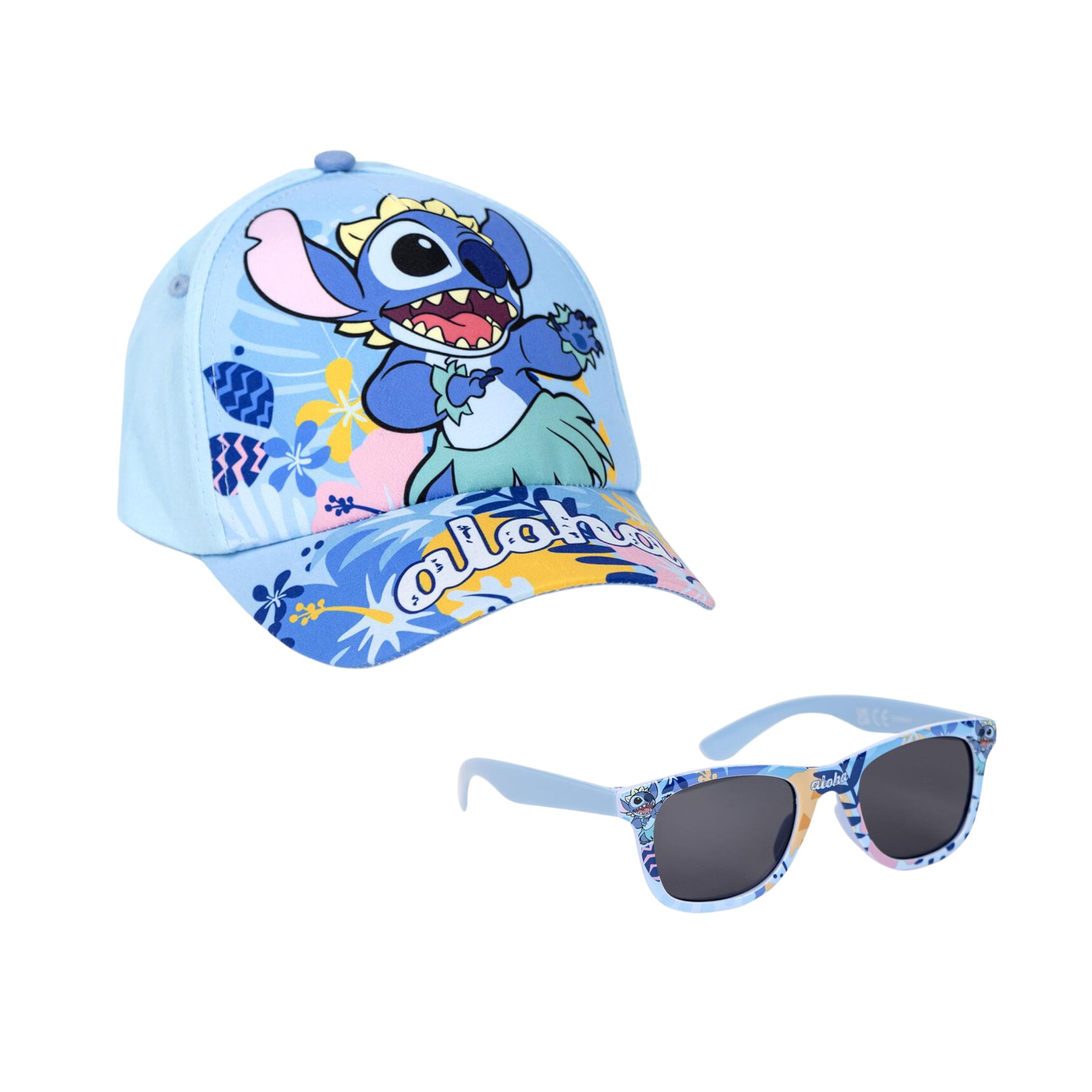 Disney Stitch Gafas de Sol y Gorra para Niñas, Diseño Stitch Gafas de Sol Protección UV, Gorra de Verano Infantil para Niños