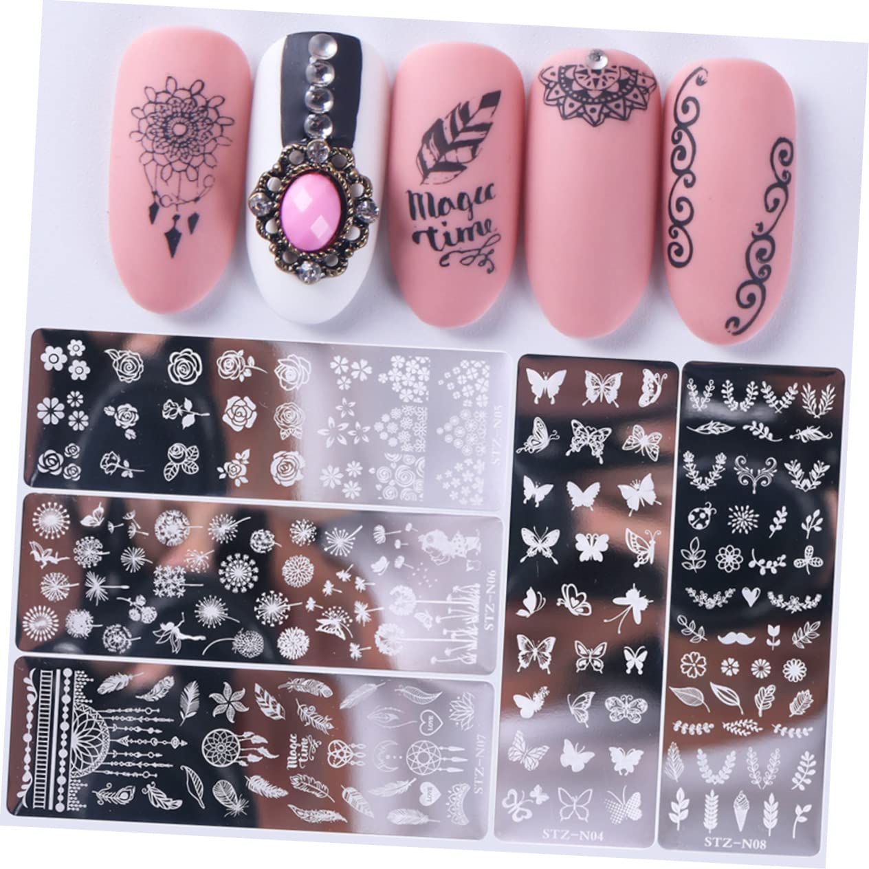 Beaupretty 18pezzi Piastra Stamping Unghie Inossidabile Con Design Floreale e Farfalle Di Template Per Nail Art Decorativa Per Donne Fashion e Occasionali