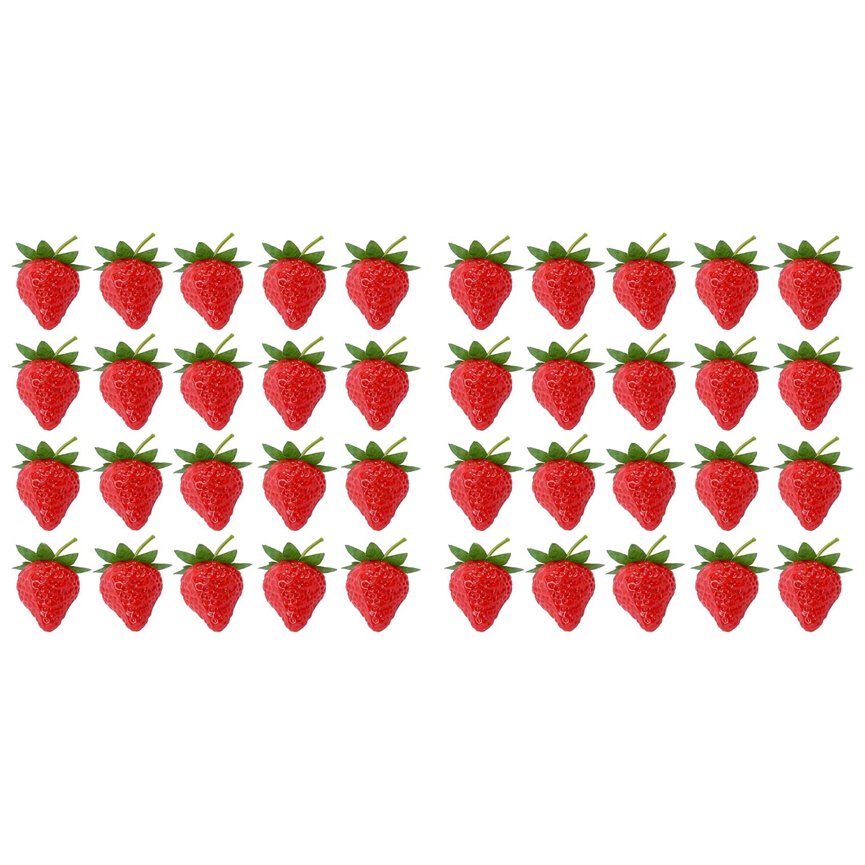 Hndhbfgrt 40 Pieces Artificial Strawberry Fake Fruit Strawberries Photography Prop Home Kitchen Cabinet Party Ornament, Small