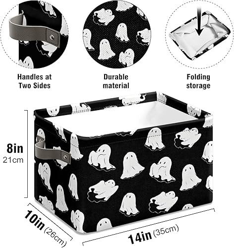 Miniatura 4 de Cesta espeluznante de Halloween con diseño de calabaza, plegable, de tela, plegable, organizador para almacenamiento de juguetes