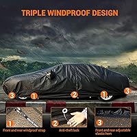 Vista 3 de Tecoom Funda impermeable para todo tipo de clima, resistente al viento, protector de granizo con forro polar y puerta con cremallera, protección