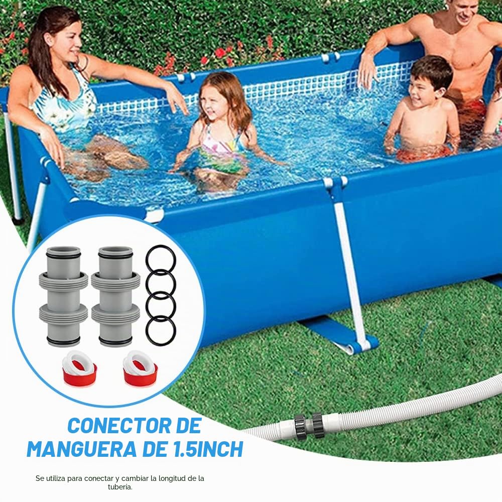 Adaptador Manguera Piscina 38mm, Conector Recto para Piscina Intex Bestway