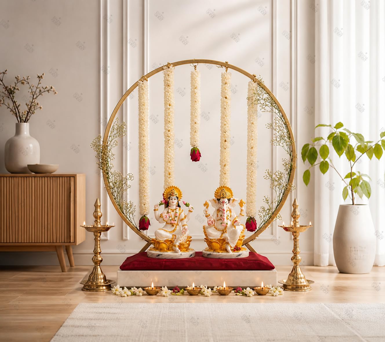 Designer Backdrop Stand for Decoration Diwali Pooja Festival Decoration Metal Photo Background Support for Wedding Baby Shower Decorative Items for Home Decor (Circular Backdrop Stand)-image-34