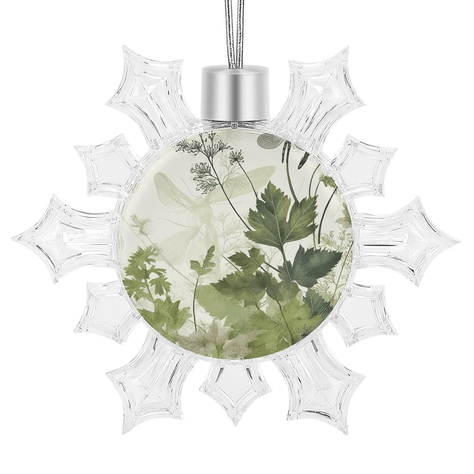 Foliage and Herbs with Dragonflies Winged Snowflake Ornaments Cute Snowflake Pendant Exquisite Christmas Tree Ornaments for Christmas Weddings New Year Birthday Holiday Celebration