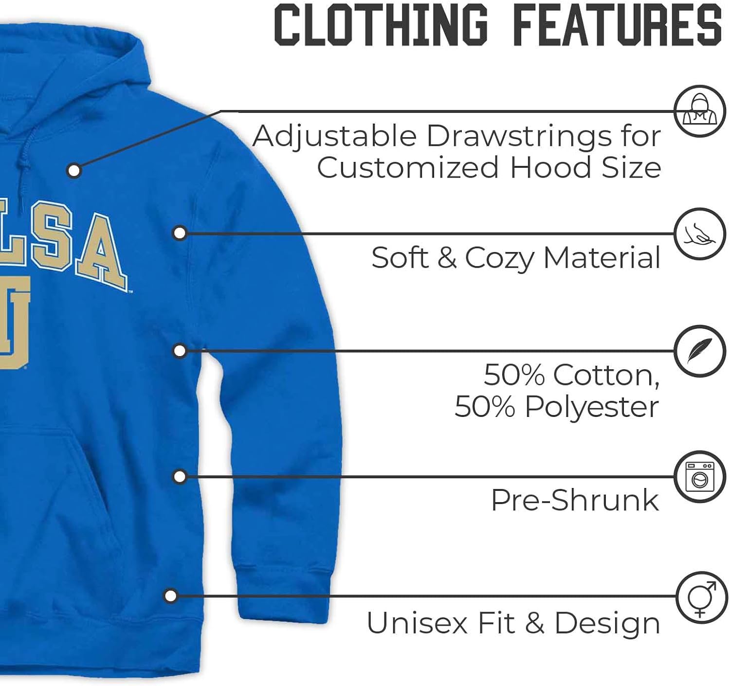 Campus Colors Long Sleeves NCAA Adult Arch & Logo Gameday Unisex Hooded Sweatshirt : Sports & Outdoors