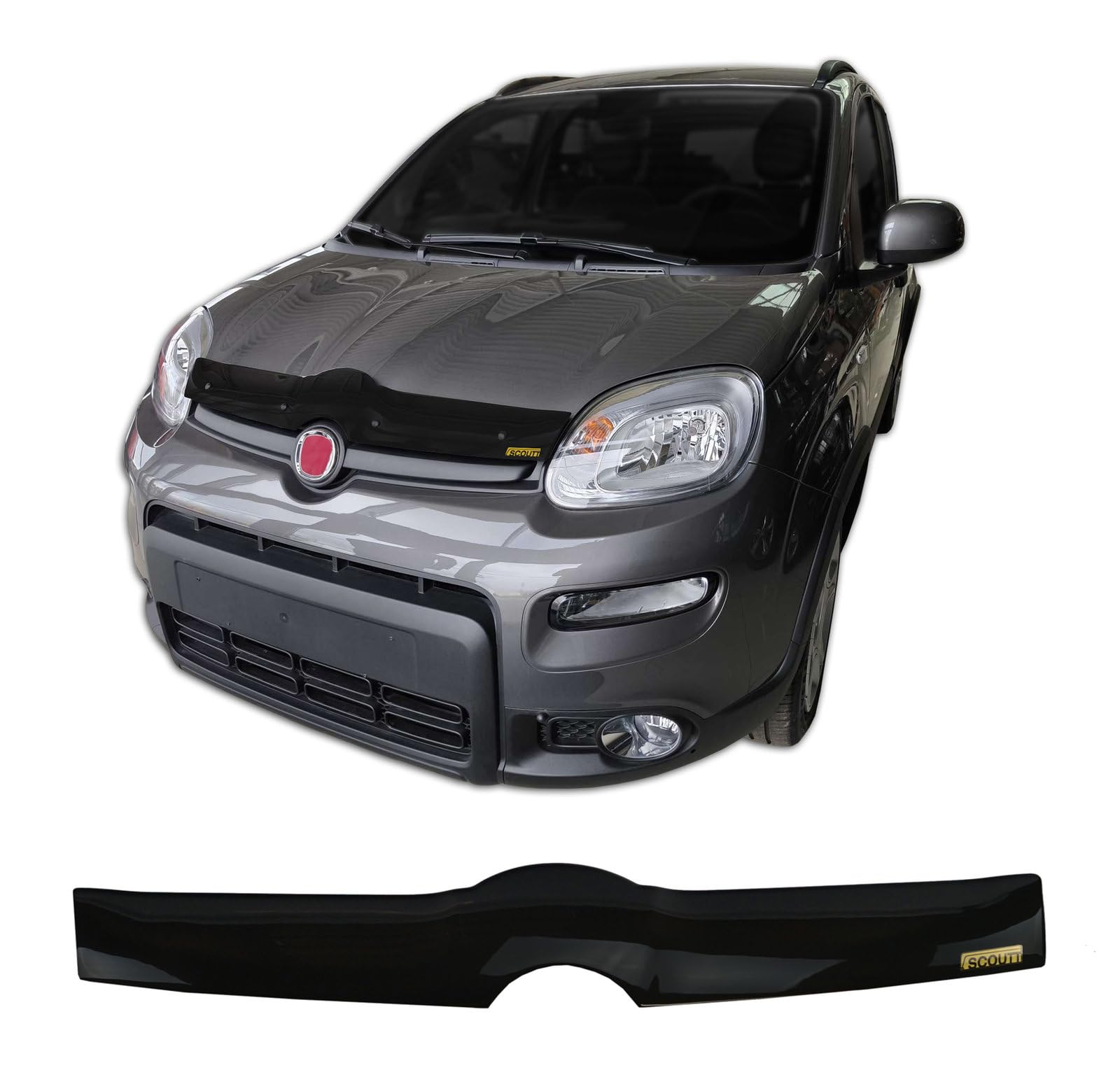 SCOUTT Bra de Capot Déflecteur de Protection pour Fiat Panda 3 2012-2024, Aérodynamique, Assemblage Facile, Aucun Perçage Requis