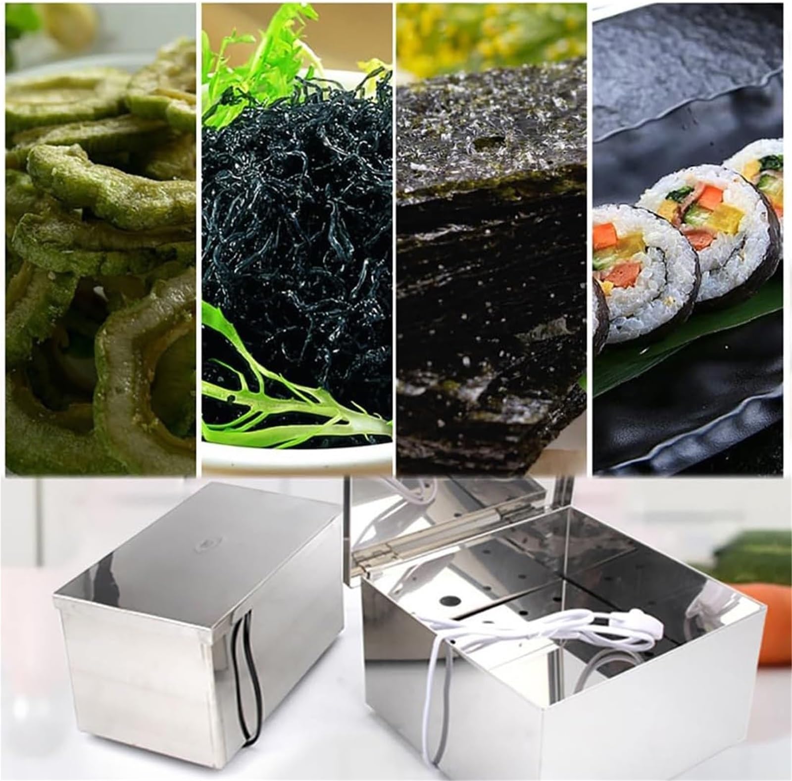 Horno de secado de algas, acero inoxidable con bombilla de calefacción, temperatura ajustable para hacer algas crujientes y nori, ideal para sushi y cocina japonesa