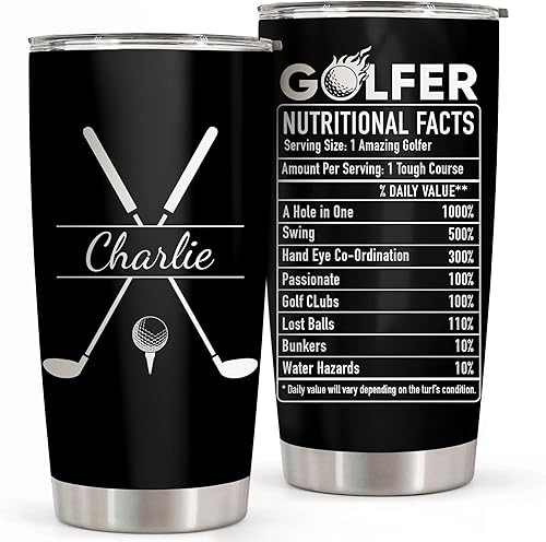 Regalos personalizados de golf para hombres, vaso de acero inoxidable de 20 onzas, regalos de golf para mujeres, regalos de golf para papá, regalos