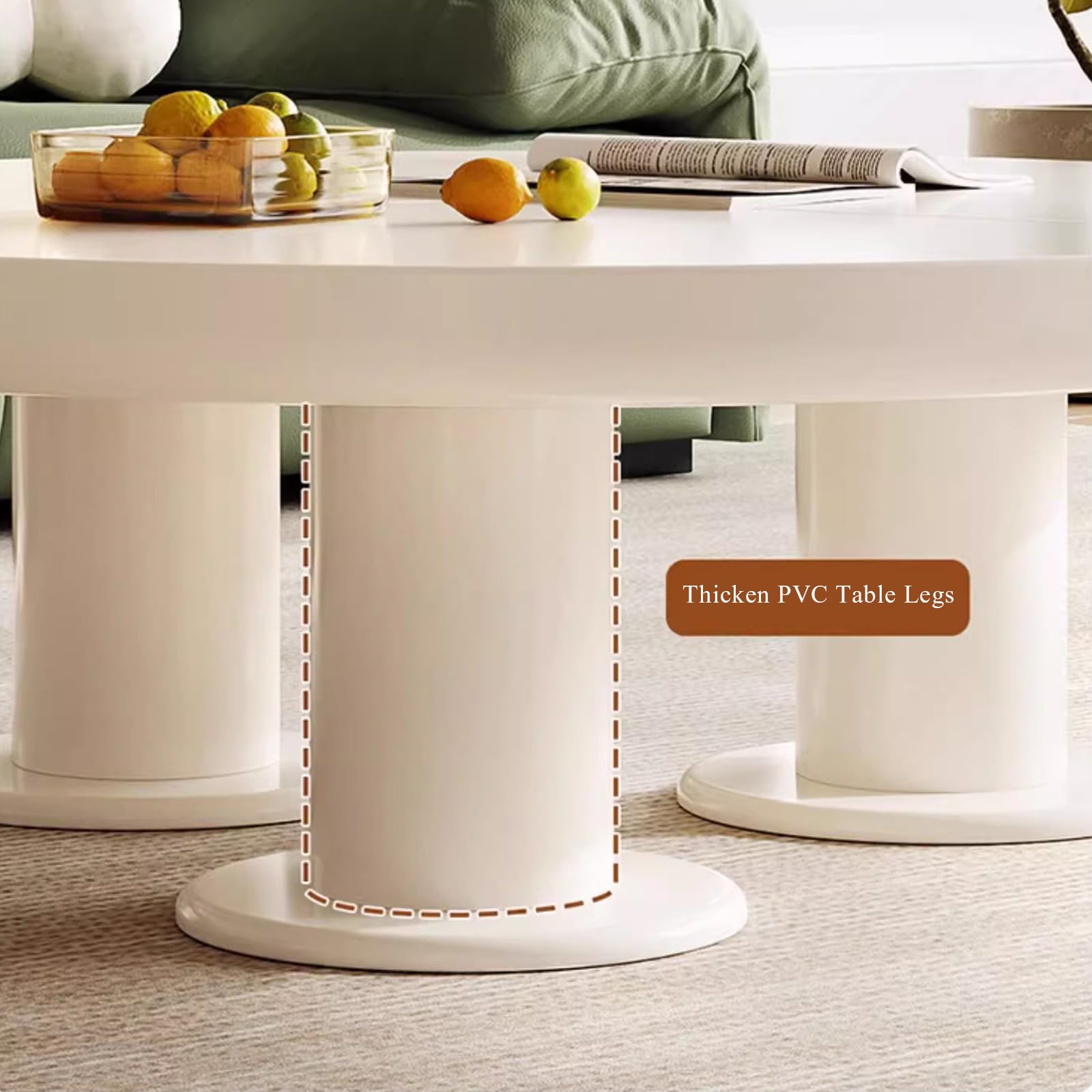 Amazon.com: Cream White Coffee Table, Modern Cute Coffee Table