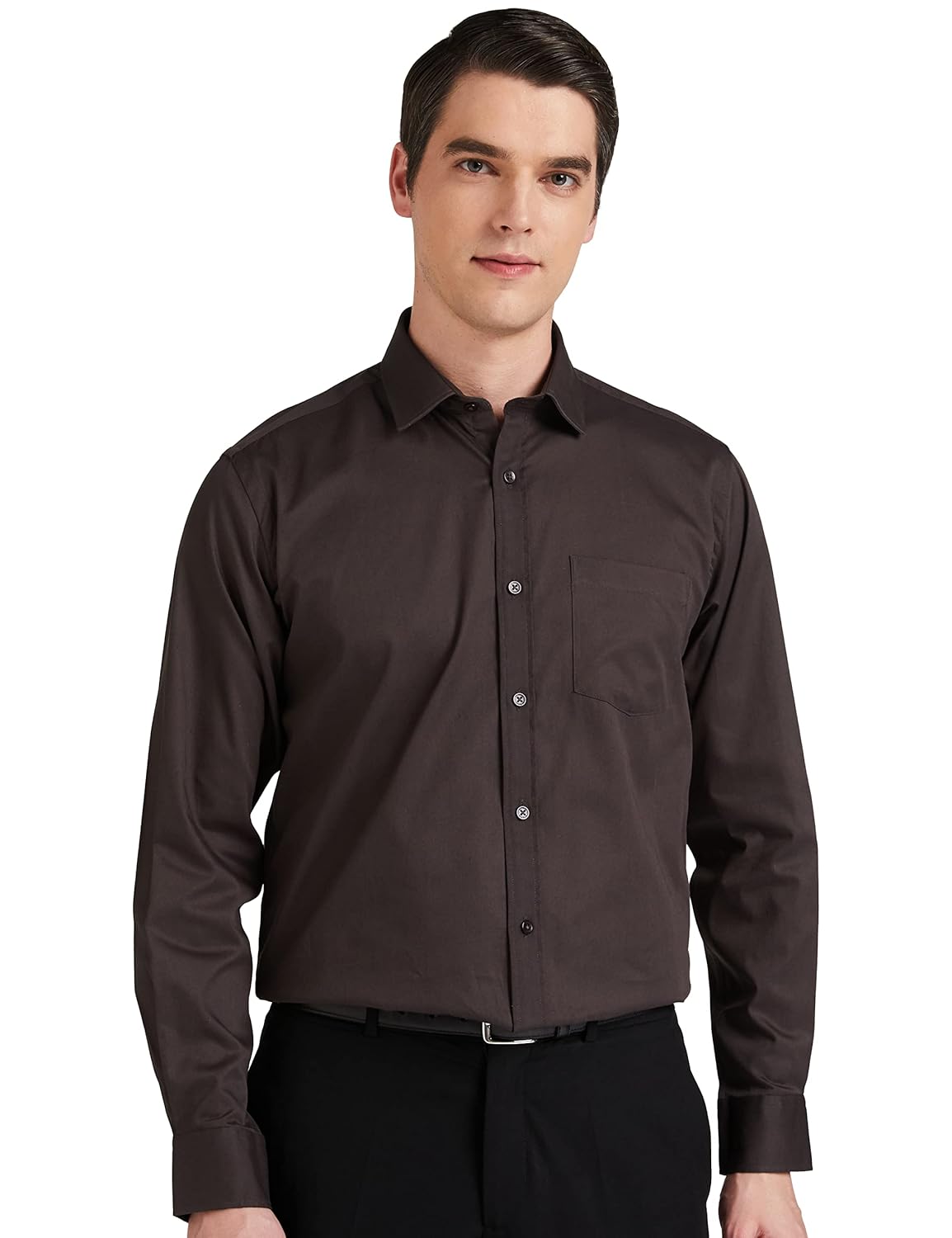 Amazon Brand – Symbol Men’s Solid Cotton Formal Shirt | Plain | Full Sleeve – Regular Fit (Available in Plus Sizes)