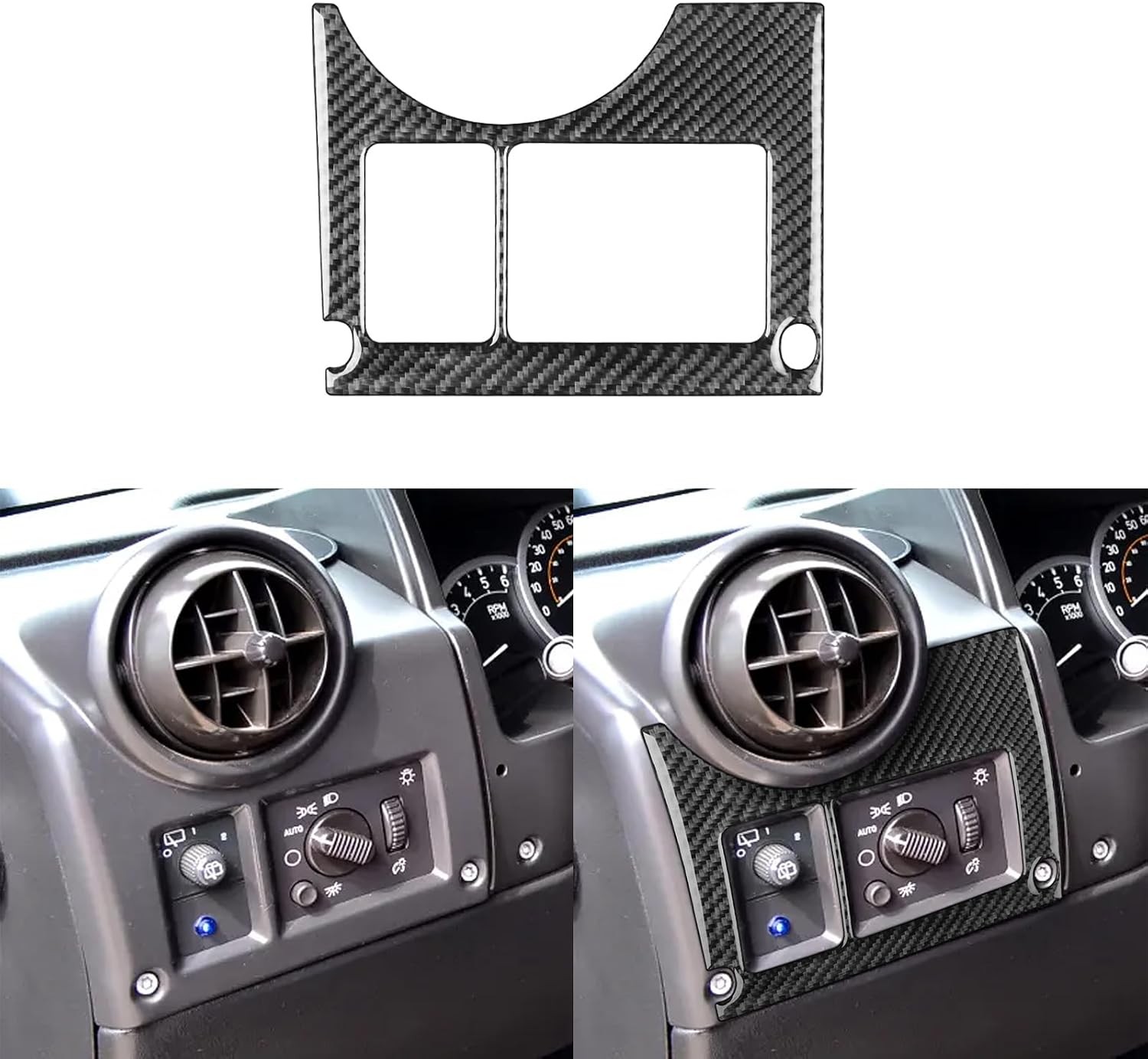 Real Premium Carbon Fiber Car Driver Position Air Vent AC Outlet Air Conditioner Outlet Vent Trim Soft Sticker Compatible with H2 2003 2004 2005 2006 2007 Auto Interior Accessories Black 1pc