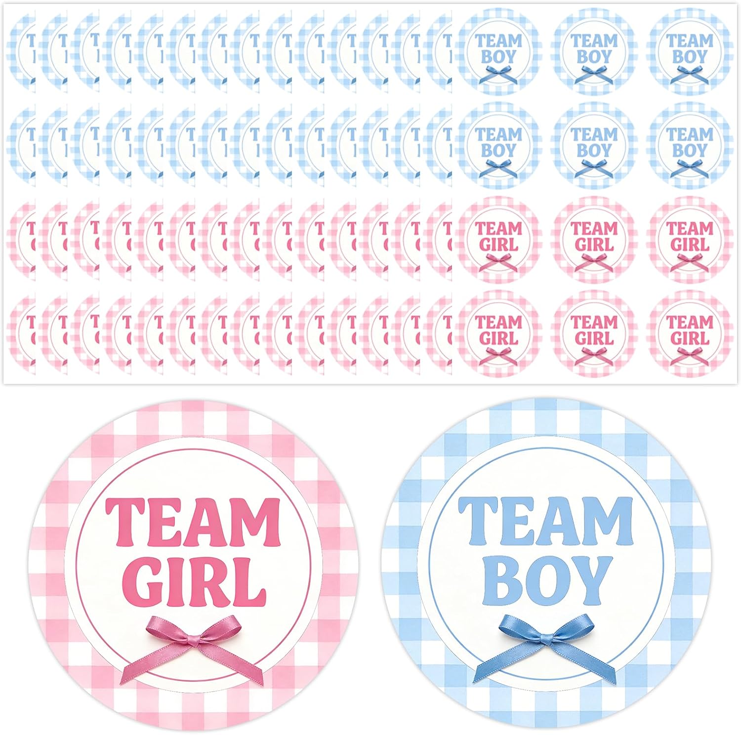 180pcs Team Boy or Girl Gender Reveal Stickers 2" Floral Pink Green Flowers Baby Shower Voting Labels Party Supplies