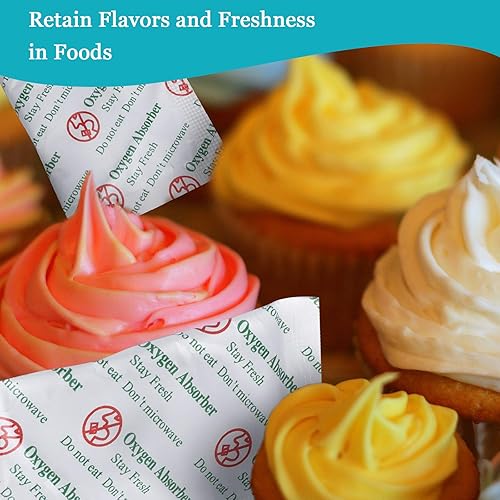 Miniatura 2 de VacYaYa Paquetes de absorbentes de oxígeno de grado alimenticio de 50 CC (paquete de 300) para almacenamiento de alimentos hecho en casa y a largo