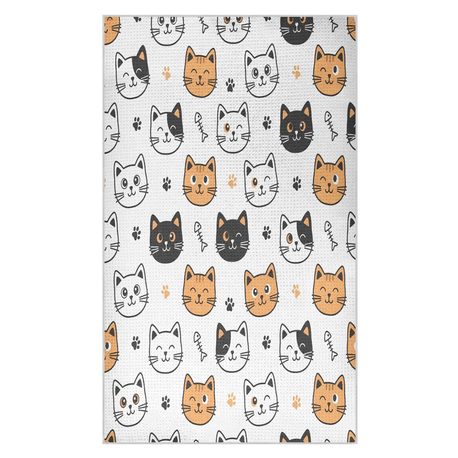 BURSTDDY Cartoon Cat Kitchen Towels,Absorbent Dish Towels 1 Pack