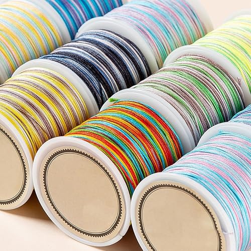 Miniatura 9 de Cordón de nailon para cuentas de 164.0 ft x 0.031 in, hilo de raso satinado de nailon trenzado para manualidades de macramé