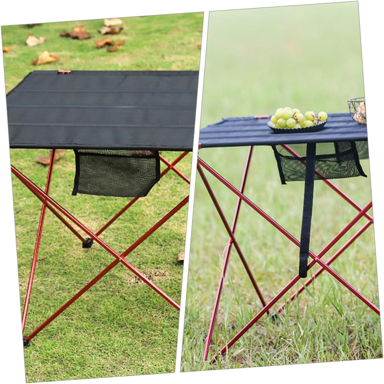 Veemoon Folding Camping Table Portable Small Beach Table Lightweight Aluminum Alloy with Carry Handle Medium Red for Outdoor Hiking and Car Camping