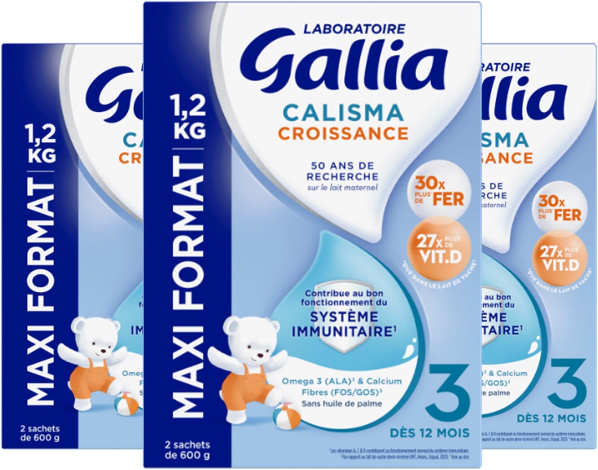 GALLIA Calisma Croissance Lait en poudre 3eme âge - Bag in box 3x400 g - A partir de 12 mois