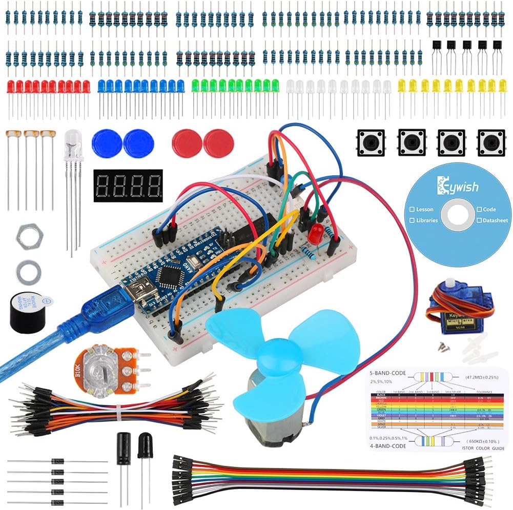Keywish Kit for Arduino Nano Project Complete Starter Kit with Tutorial, SG90 Servo Motor, Nano Micro Controller Board and many accessories for Arduino Nano V3.0 ATMEGA328P (Compatible with UNO R3)