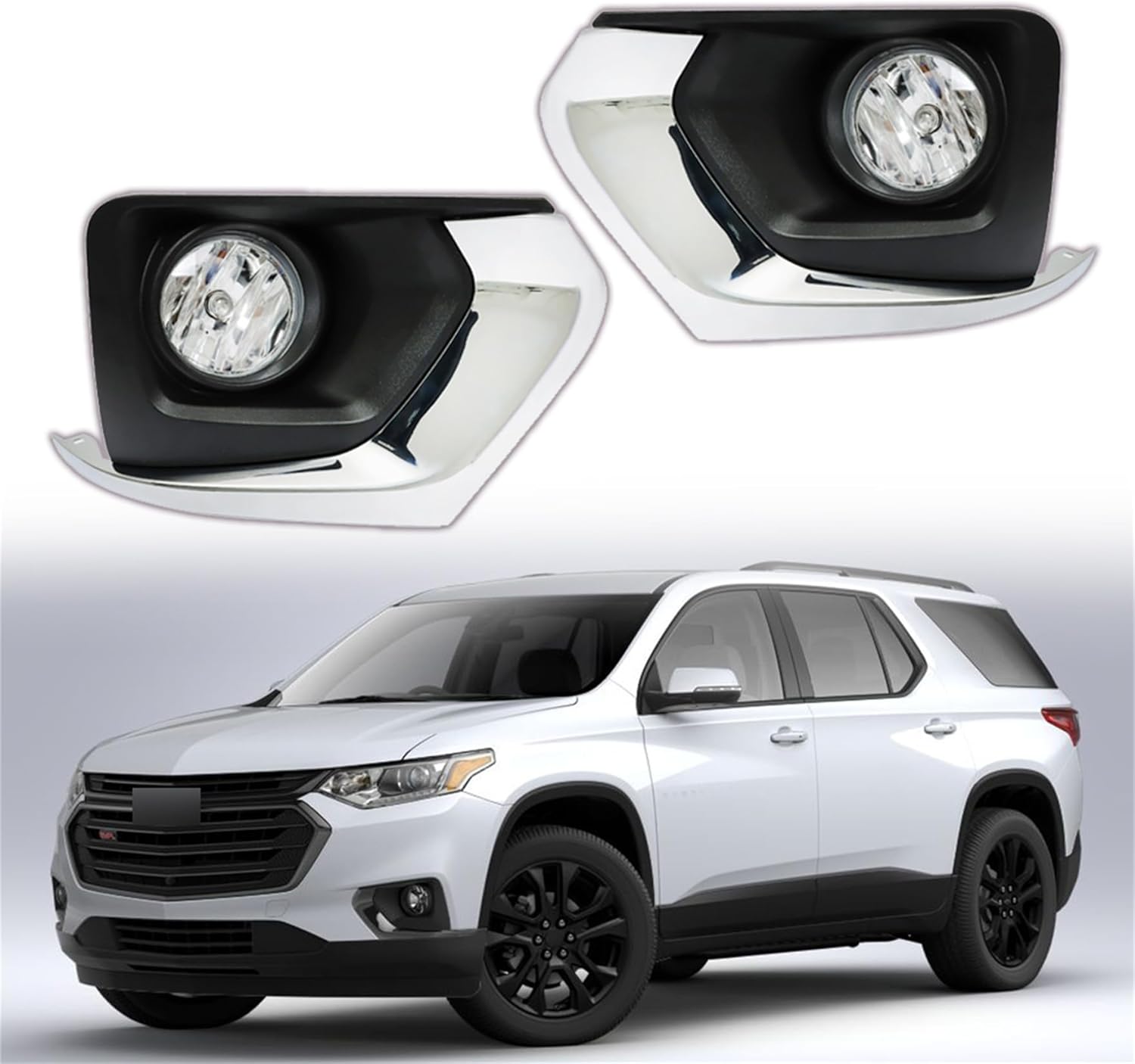 waltyotur Right Left Side Driving Fog Lamps Assembly Replacement for 2018-2021 Chevy Traverse Fog Lights+Bezel+Harness +Switch+Relay