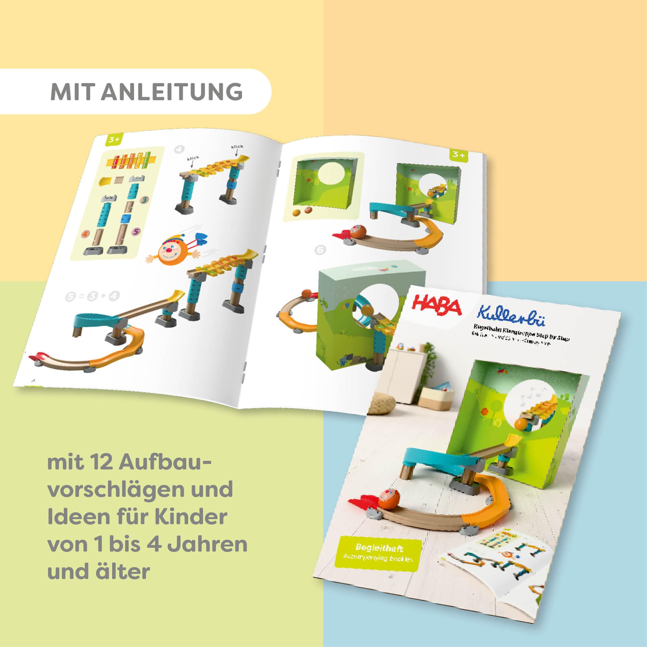 HABA Kullerbü Kugelbahn Klangtreppe Step by Step – Mitwachsendes Spielset ab 12 Monaten bis 4 Jahre – 47 Teile & Sound-Effekte – Kombinierbar mit Allen Kullerbü-Bahnen – 2013383001