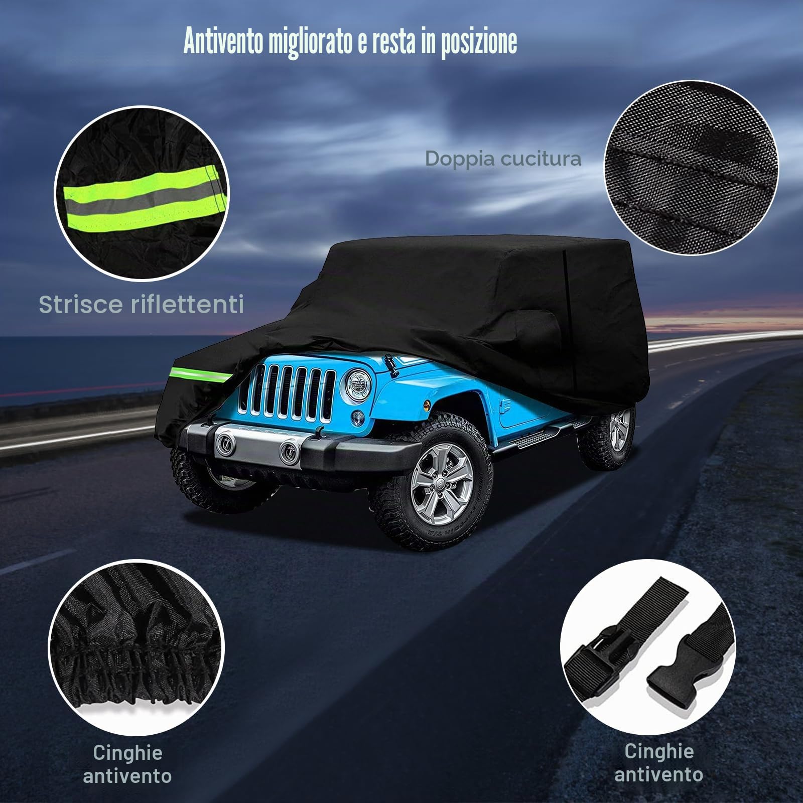 Telo Copriauto impermeabile, Telone per auto anti-UV Compatibile con Jeep
