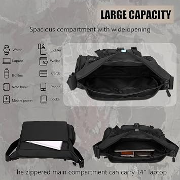 Tactical Messenger Bag Men Military MOLLE Sling Shoulder Pack (Patch Included)