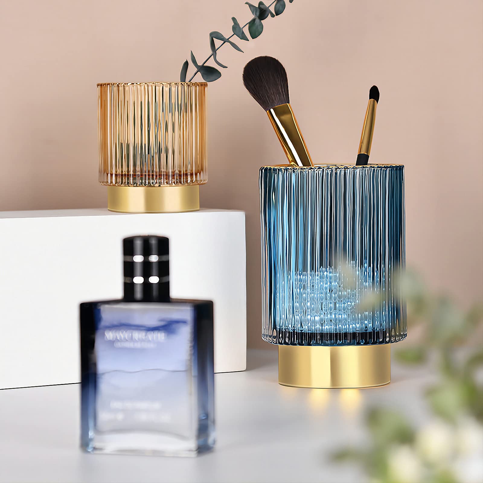 DASITON Makeup Brush Holder Organiser, Crystal Cosmetic Make Up Brush Holder, Glass Makeup Brushes Storage Organiser - Image 2