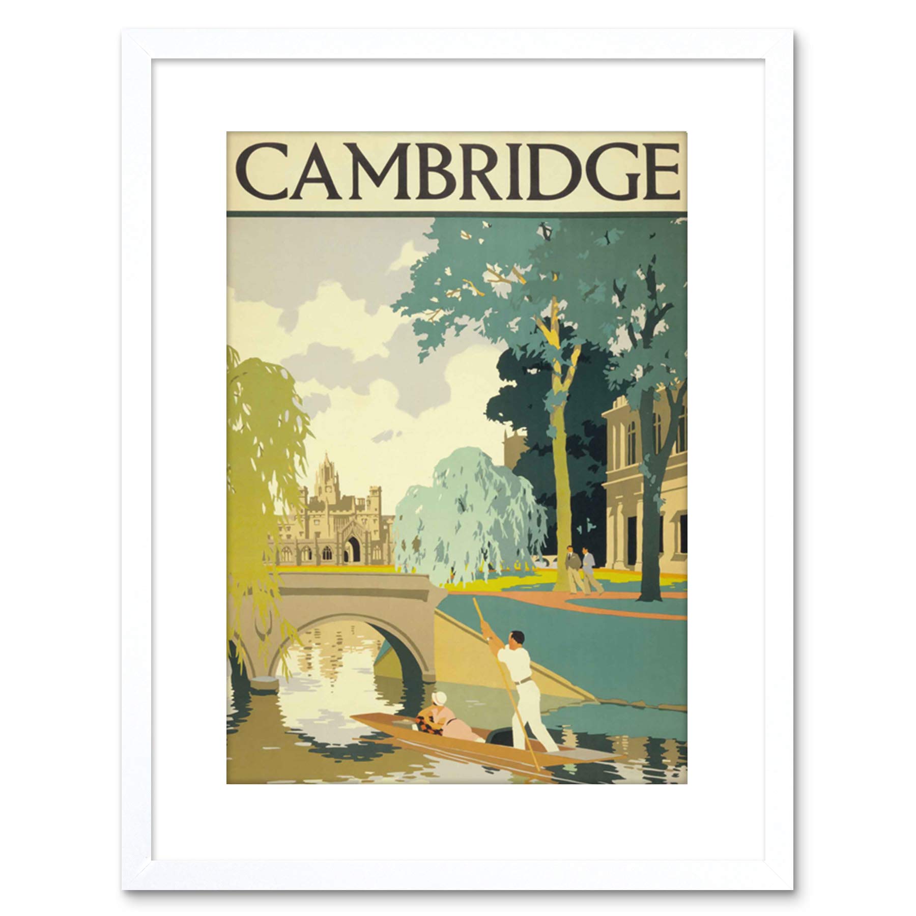 Wee Blue Coo 9x7 '' TRAVEL CAMBRIDGE CAM PUNT BRIDGE FRAMED ART PRINT F97X1357