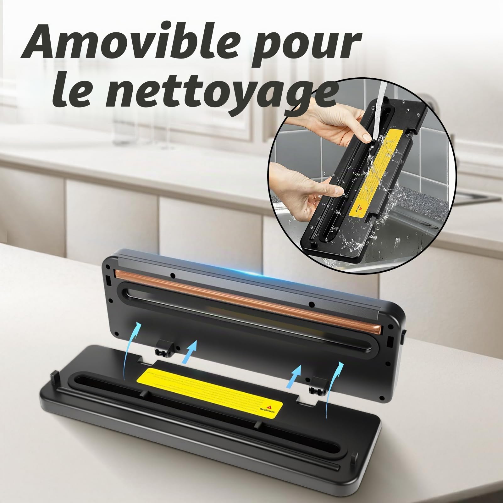6 en 1 Machine Sous Vide Alimentaire, Machine à emballer sous vide Multifonction avec 50 Sacs Sous Vide, Automatique Secs et Humides Appareil sous vide avec Couteau Coupe, Tuyau D'aspiration D'air