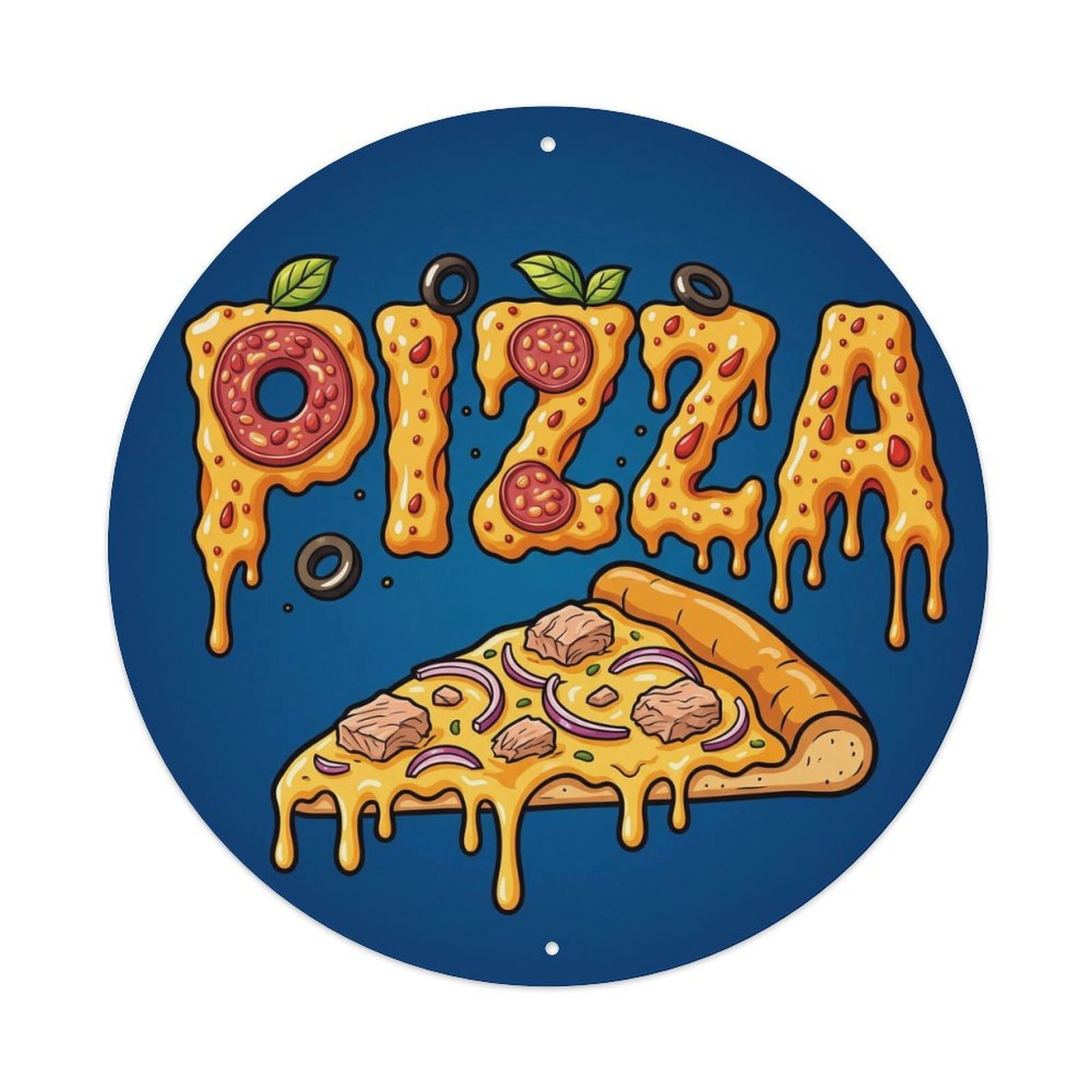 Huiyhb 8X8inch(20X20cm) Vintage Pizza Slice Tuna Onion Metal Tin Sign