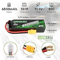 Vista 2 de OVONIC Lipo Batería 80C 6500mah 3S 11.1V Hardcase con XT90 Plug para Arrma Rc batería de coche