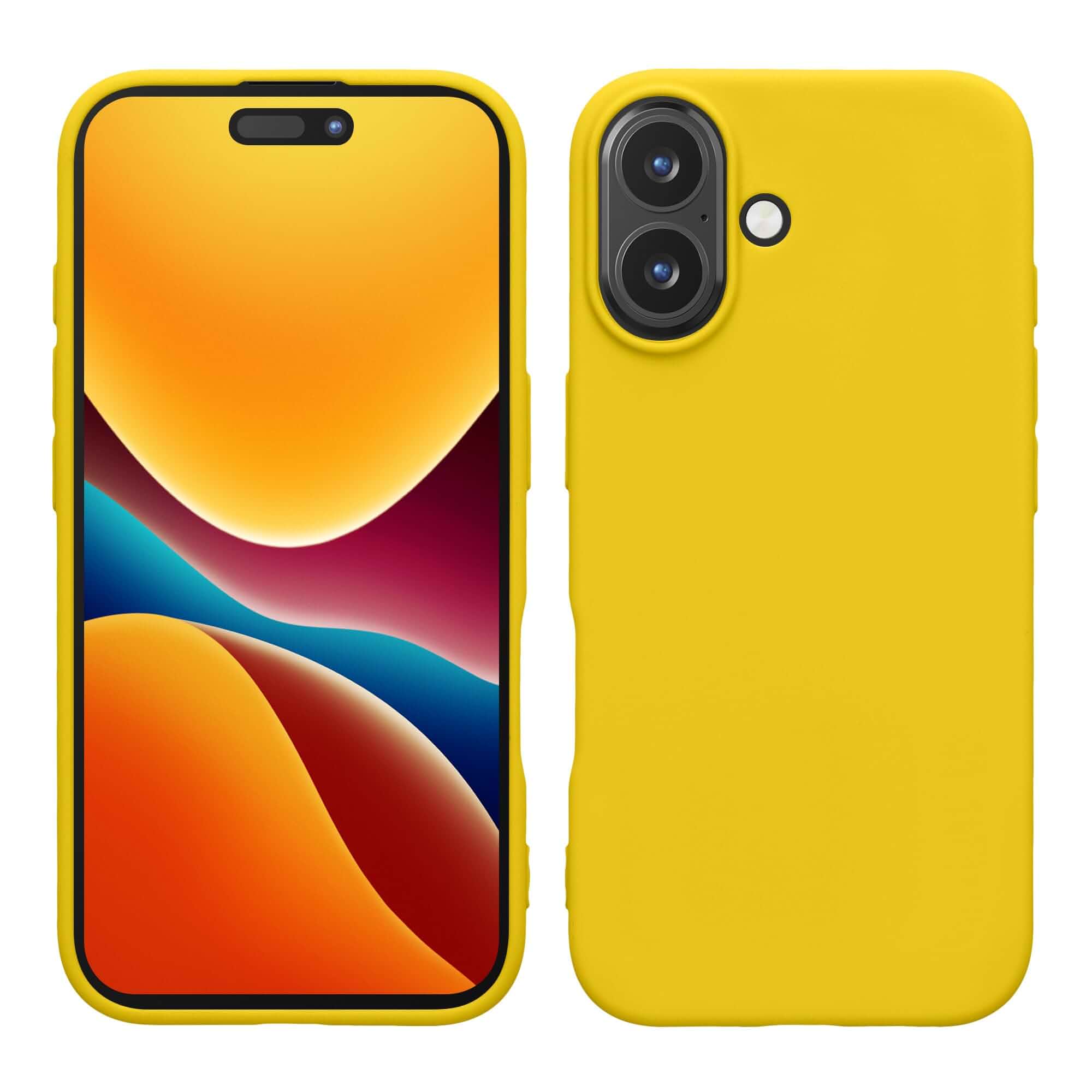 kwmobile Case Compatible with Apple iPhone 16 Case - Soft Slim Protective TPU Silicone Cover - Radiant Yellow Solid