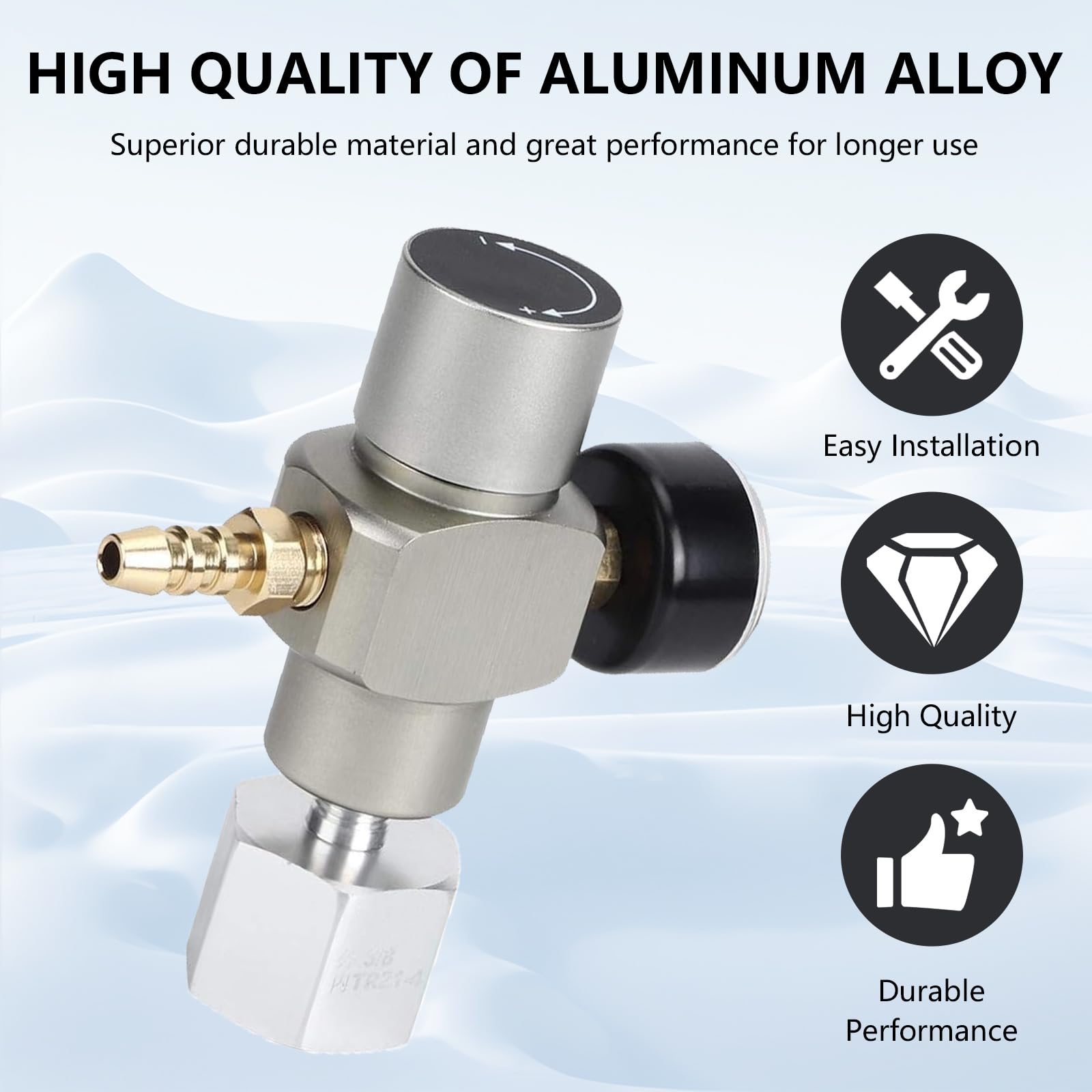 Riduttore Di Pressione Co2, 2 In 1 Mini Regolatore Di Pressione CO2, Regolatore Di Gas Co2 In Rame Manometro Di Soda Con Adattatore Da 3/8" A Tr21.4, Per Produttore Di Minerale Soda Birra