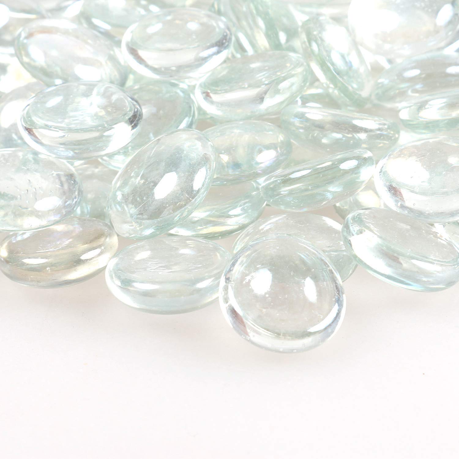 Pebbles Glossy Vase Stone and Aquarium Fillers Flat Glass Gems Marine Marbles (Transparent) -50 Pieces (B0968WLJD8) Amazon Price History, Amazon Price Tracker