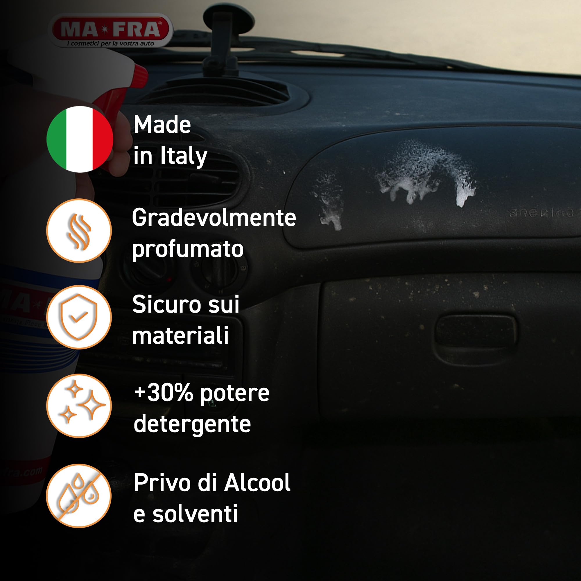 MAFRA, Pulimax 2.0, APC Detergente Universale per Interni Auto, Ideale per la Pulizia di Skai e Tessuti, Rimuove Sporco e Cattivi Odori, Formato da 4500 ml