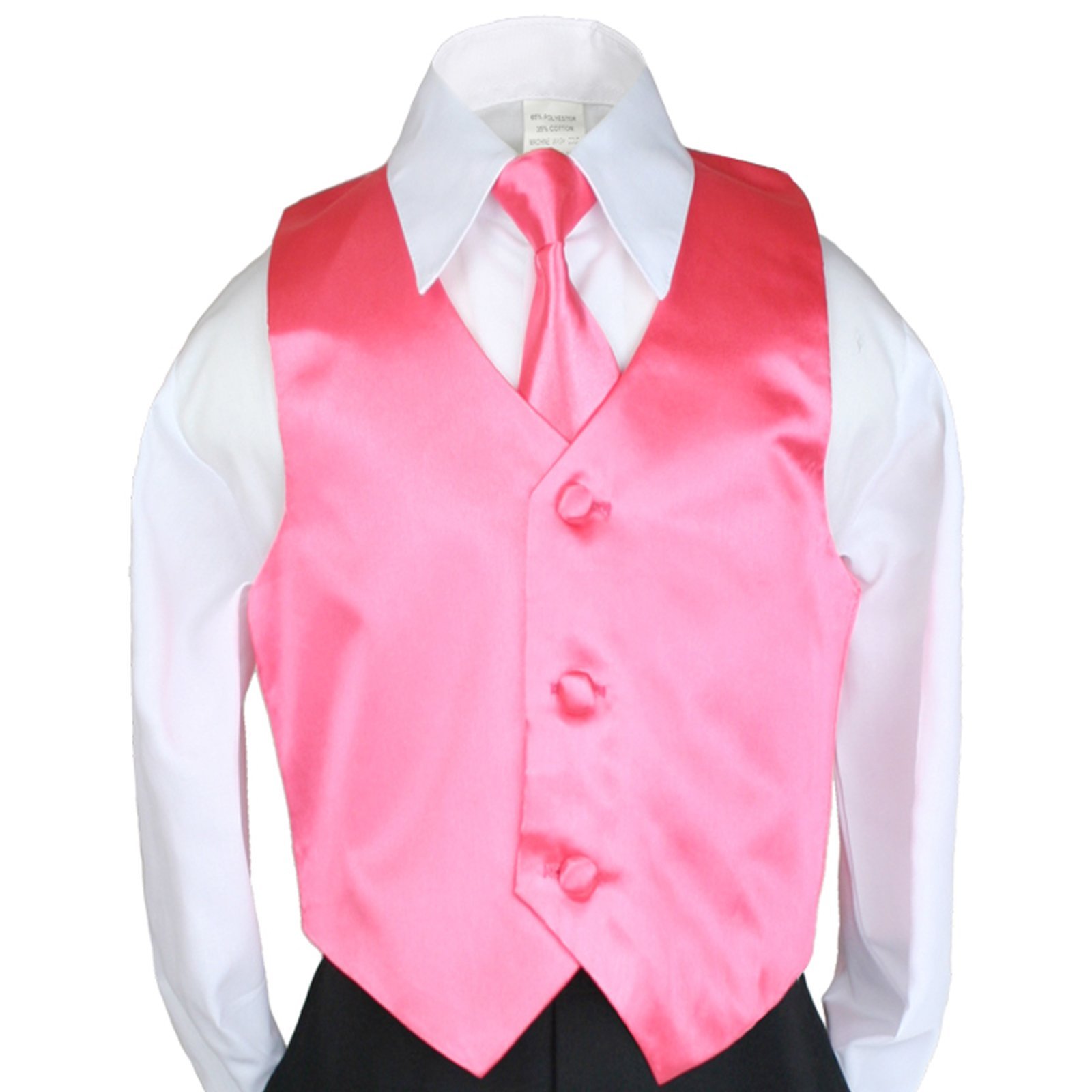 2pc Coral Necktie Vest Set Boy Wedding Graduation Party Formal Suit Sm-20 (4T)