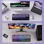ZIYOU LANG M87 Wireless Gaming Keyboard Mechanical Feel Silent RGB Backlit Bluetooth/2.4Ghz Dual Mode PBT Gradient Keycaps Ergonomic Design 75% Compact Keyboard for MAC/Win/PC-Purple