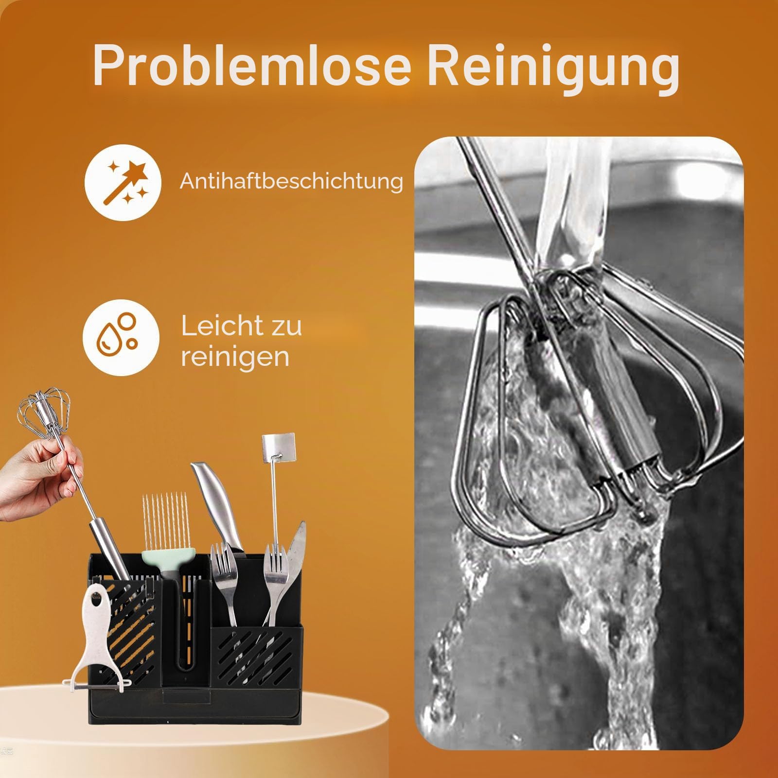 Halbautomatischer Schneebesen aus Edelstahl, 2026 Neuer Edelstahl-Eischneebesen Hand-Drück-Rotations-Schneebesen-Mixer, Hand-Drück-Mixer-Rührwerkzeug zum Kochen Küche Zuhause Ei Milch (25,4 cm)