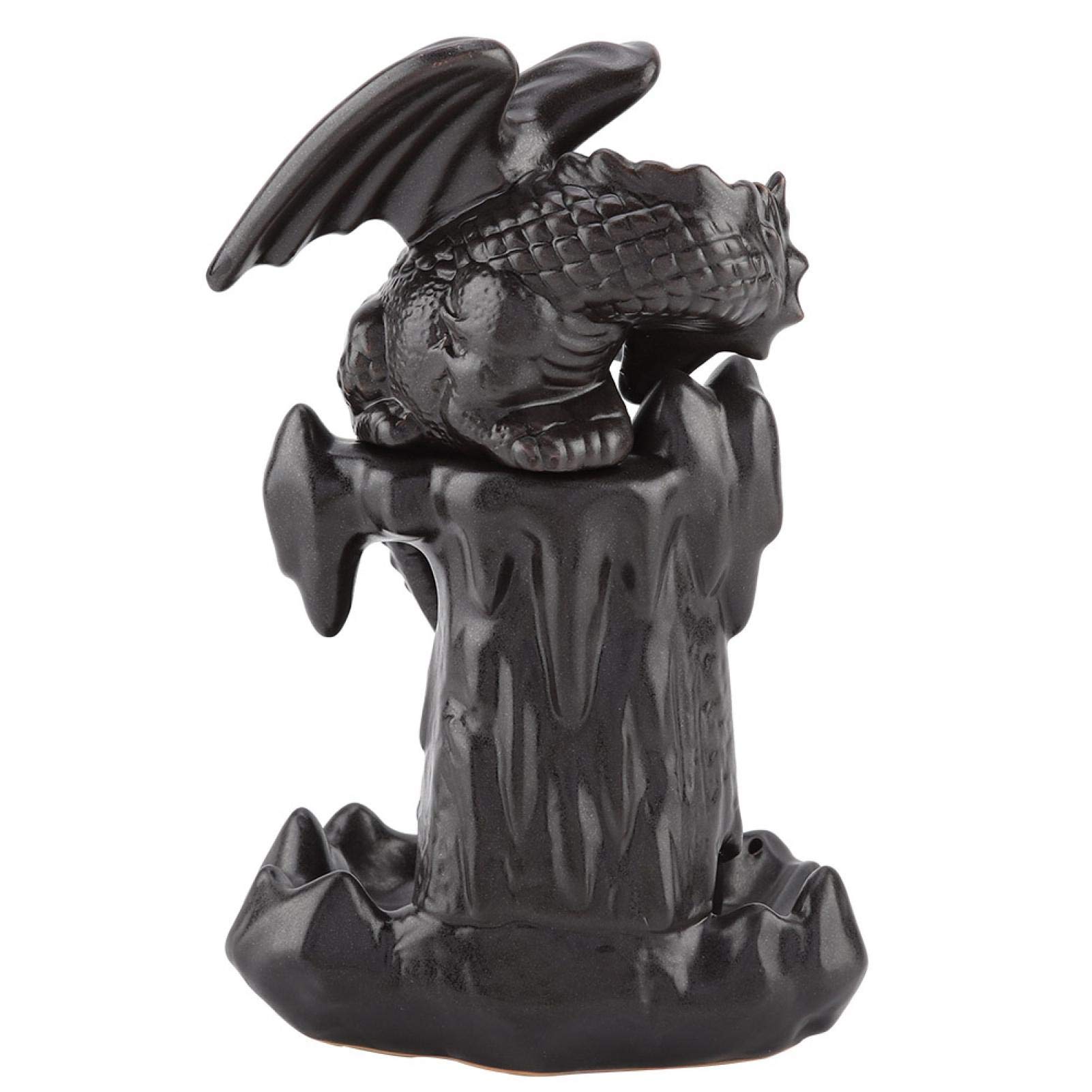 Bruciatore di Incenso a Riflusso di Fumo, Bruciatore di Incenso in Ceramica con 10 Coni di Incenso e LED, Cascata di Riflusso Drago Portaincenso Aromaterapia Decorazioni per la Casa