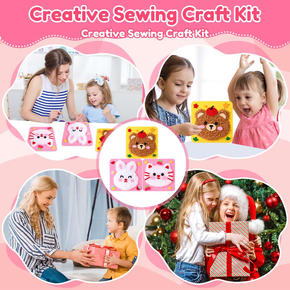Jadyon 3PCS DIY Embroidery Doll Set, Cartoon Animal Sewing Craft Kit - Image 4