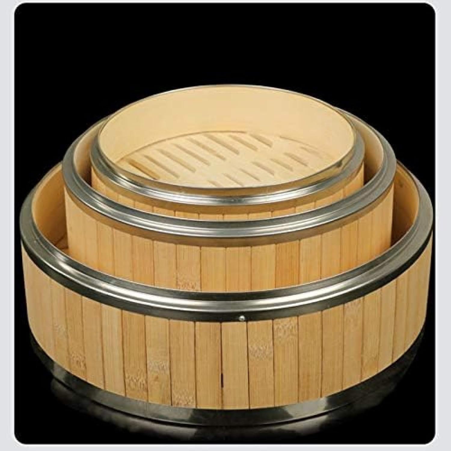 Vaporera de bambú, cesta de vapor Dim Sum, 3 niveles, para arroz, albóndigas, verduras, carne y pescado, reutilizable, fácil de limpiar, 30 cm