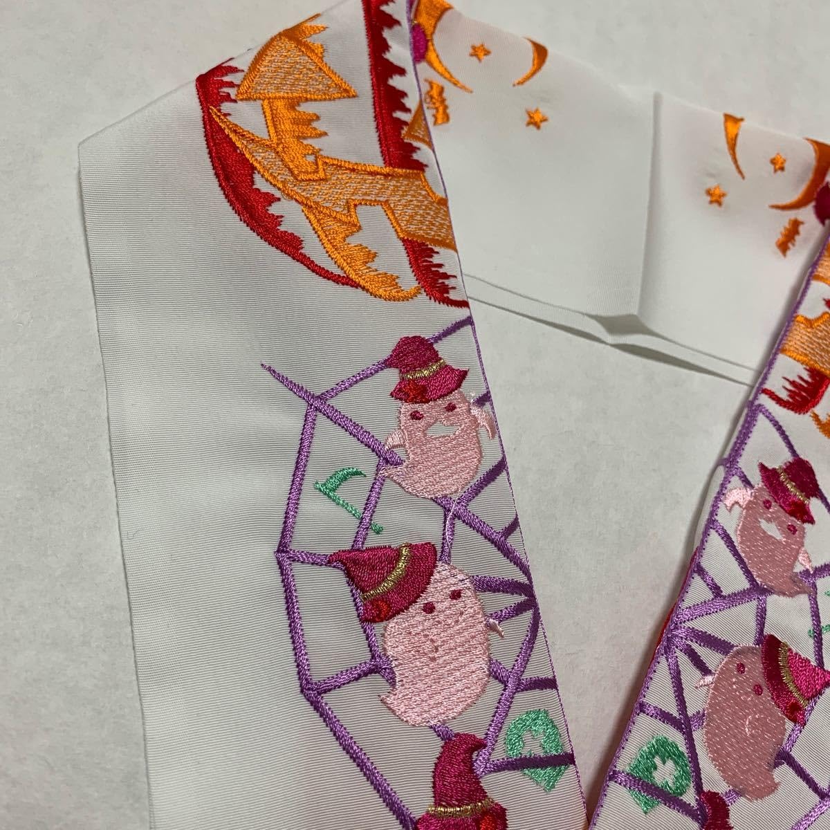 Amazon.co.jp: 半衿 半襟 半えハロウィン 刺繍 ししゅう おばけ お城 